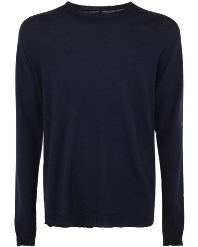 MD75 Wool Basic Crew Neck Sweater - Blue