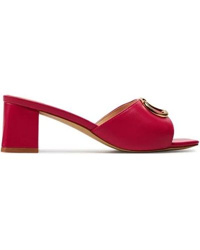 Twin Set Leather Sandals With Oval T - Red