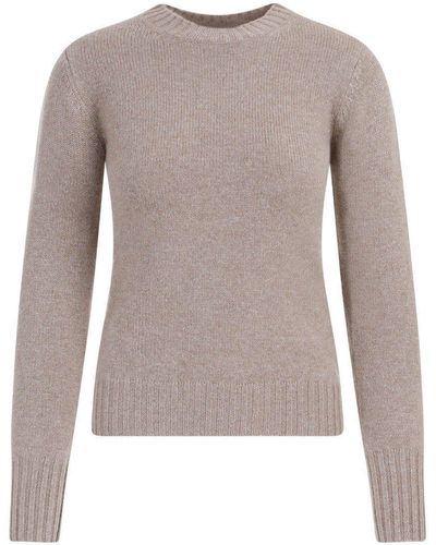 Max Mara Crewneck Long-Sleeved Sweater - Gray