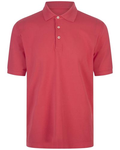 Fedeli Cotton Pique Polo Shirt - Red