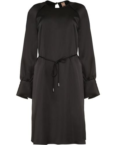 BOSS Belted Satin Dress - Black