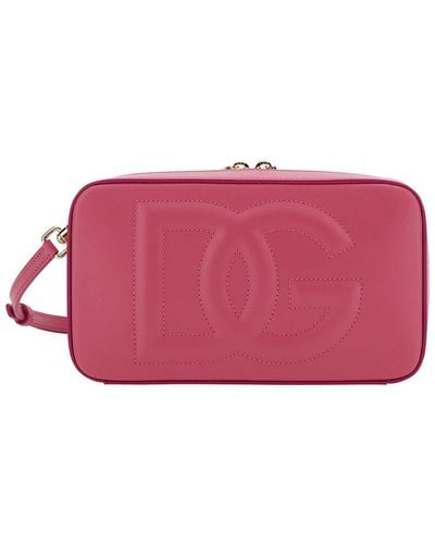 Dolce & Gabbana Logo Embossed Crossbody Bag - Pink
