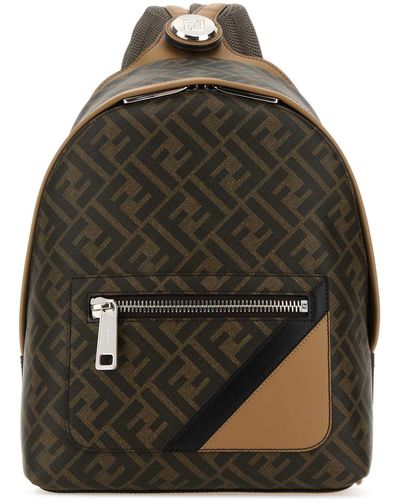 Fendi Canvas And Leather Small Chiodo Diagonal Backpack - Grey