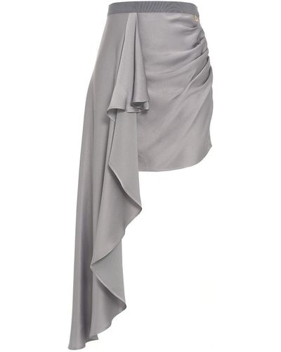 Elisabetta Franchi Asymmetric Hem Draped Mini Skirt - Grey
