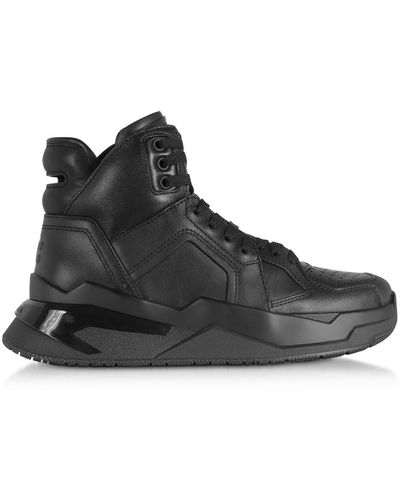 Balmain B-ball Calfskin Leather Sneakers - Black