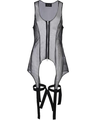 Simone Rocha Mesh Zip Bodysuit - Gray
