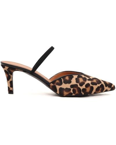 Via Roma 15 Leopard Slingback Court Shoes - Brown