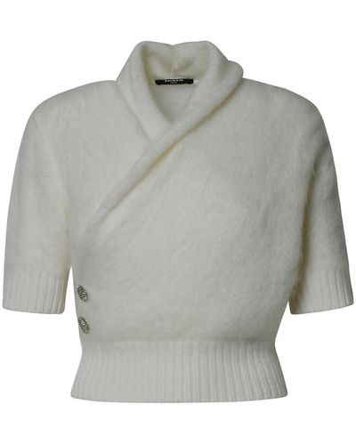 Balmain White Virgin Wool Blend Jumper - Grey