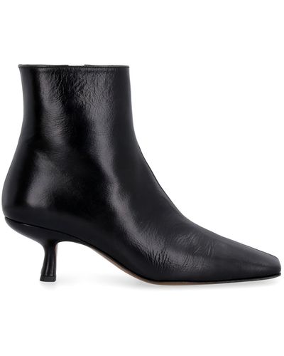 BY FAR Leather Ankle Boots - Black