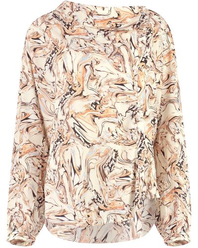 Isabel Marant Tiphaine Printed Silk Blouse - Natural
