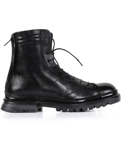 Hundred 100 Ankle Boot In Leather With Laces - Black