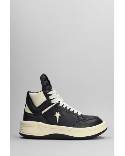Rick Owens Turbopwn Trainers In Black Leather - Multicolour