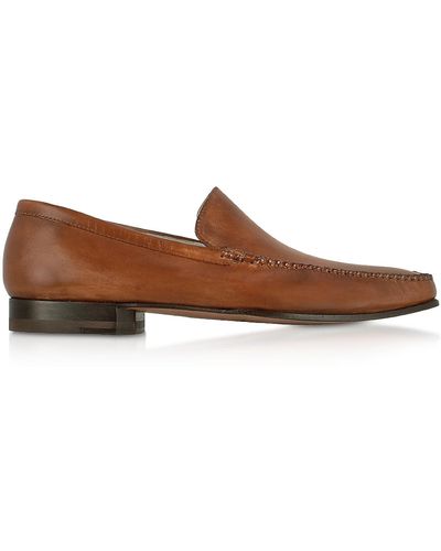 Pakerson Italian Handmade Leather Loafer Shoes - Brown