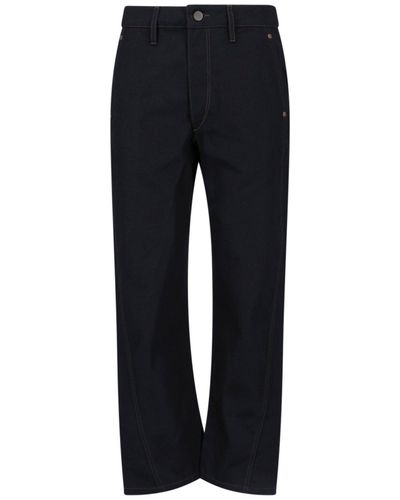 Lemaire Twisted High Waisted Cropped Leg Jeans - Blue