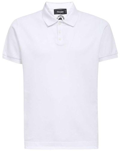 DSquared² Short Sleeve Cotton Polo Shirt - White