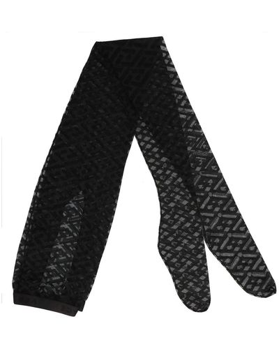 Versace Monogram Tulle Sheer Tights - Black