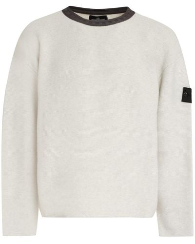 Stone Island Shadow Project Crew-neck Wool Sweater - White