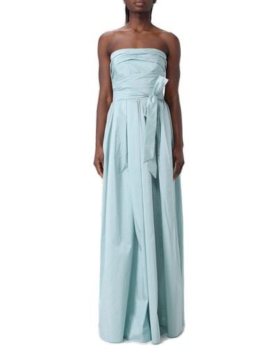 Max Mara Studio Pleated Strapless Dress - Blue