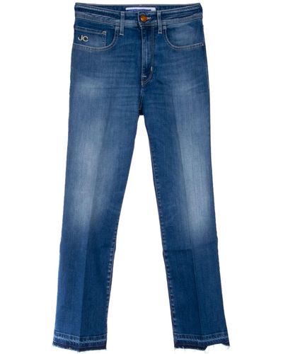 Jacob Cohen Mid Rise Ray Edge Cropped Jeans - Blue