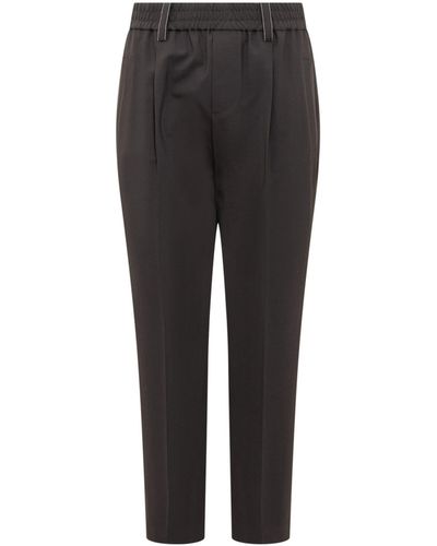 Brunello Cucinelli Trousers With Jewellery - Black