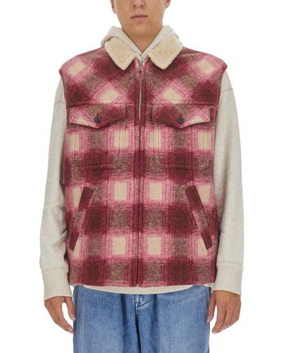 Isabel Marant Plaid Checked Zip-up Gilet - Red