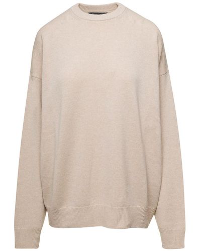 Balenciaga Cashmere Crewneck Sweater - Natural