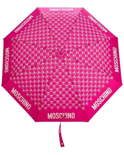 Moschino Dqm Allover Mini Aoc Umbrella - Pink