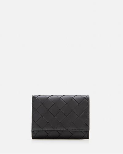 Bottega Veneta Tri-fold Zip Leather Wallet - Gray