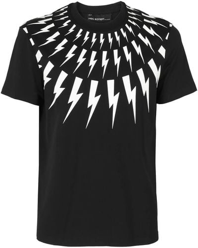 Neil Barrett Fairisle Thunderbolt Slim T-Shirt - Black