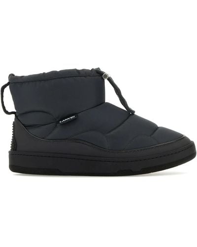 Lanvin Graphite Fabric Curb Snow Ankle Boots - Black