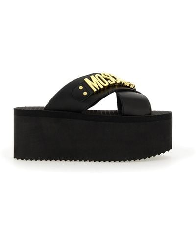 Moschino Wedge Sandals - Black