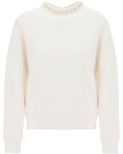 Golden Goose Lavinia Crewneck Sweatshirt With Rhinestones - White