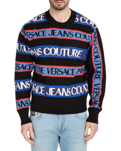 Versace Crew Neck Neckline Sweater Sweater Pullover - Black