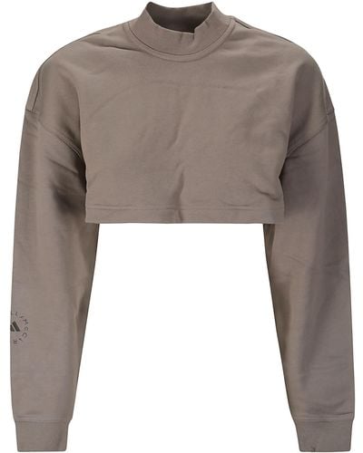 adidas By Stella McCartney Truecasuals Cut Out Detailed Cropped Sweatshirt - Brown