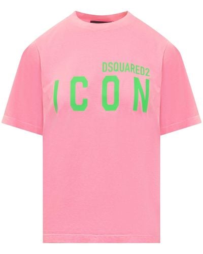 DSquared² Icon Collection Be Icon Easy Fit T-Shirt - Pink