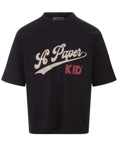 A PAPER KID T-Shirt With Graphic Print - Black