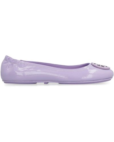 Tory Burch Minnie Travel Patent Leather Ballet Flats - White