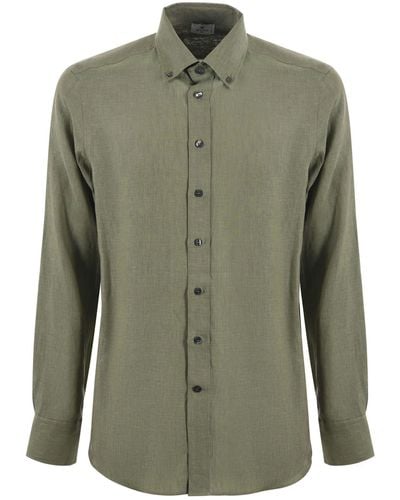 Etro Linen Shirt Military Iridescent - Green