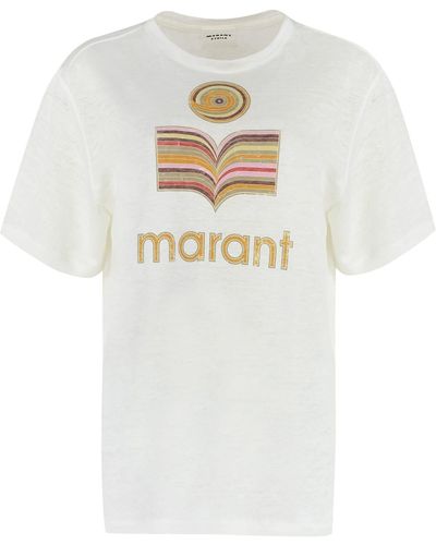 Isabel Marant Logo Print Linen T-shirt - White