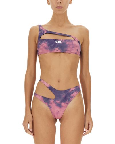 Off-White c/o Virgil Abloh Logo Bikini Swimsuit - Purple