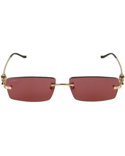 Cartier Rectangular Long Sunglasses Sunglasses - Red