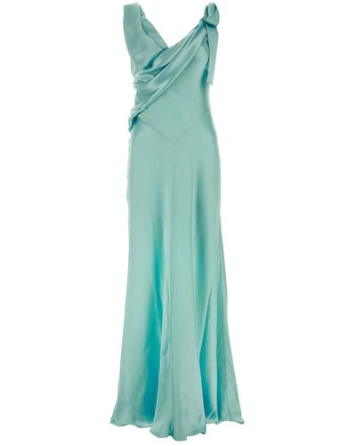 Alberta Ferretti Tiffany Satin Long Dress - Green