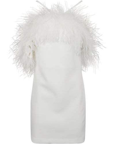 P.A.R.O.S.H. Fur Upper Short Dress - White