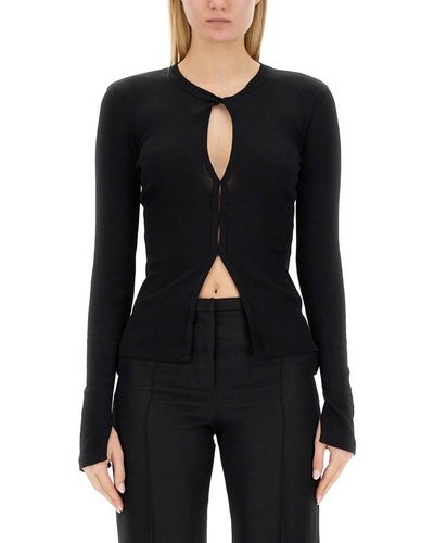 Helmut Lang Cut-Out Knitted Top - Black