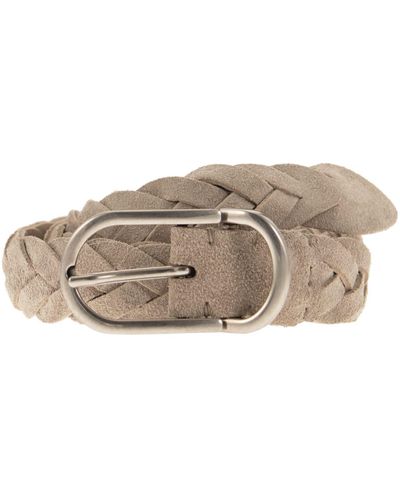 Brunello Cucinelli Woven Suede Belt With Rounded Buckle And Metal Loop - Multicolor