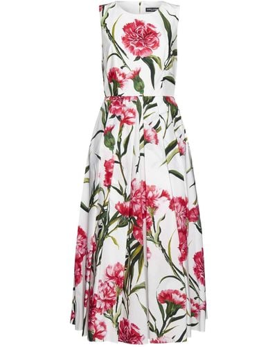 Dolce & Gabbana All-over Floral Print Midi Dress - White