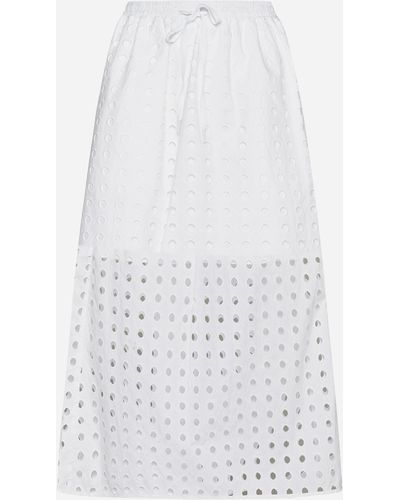 See By Chloé Broderie Anglaise Cotton Midi Skirt - White