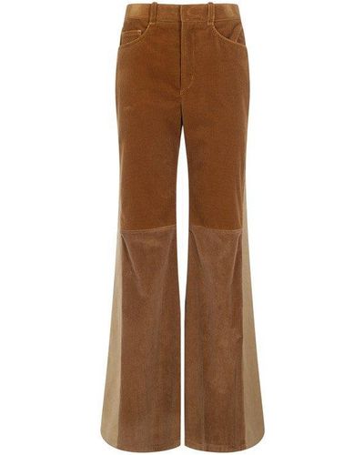 Chloé Patchwork Flared Trousers - Brown