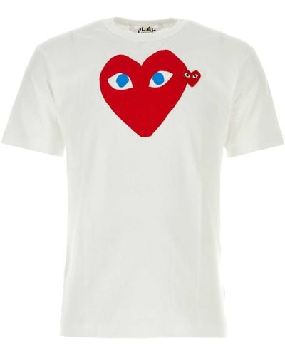COMME DES GARÇONS PLAY T-Shirt With Heart Print And Embroidery - White