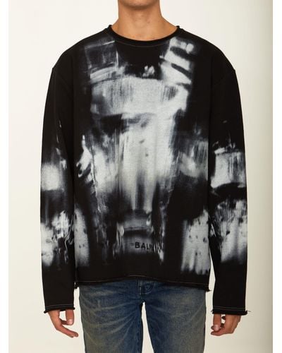 Balmain X-ray Printed Cotton-jersey Sweatshirt - Black